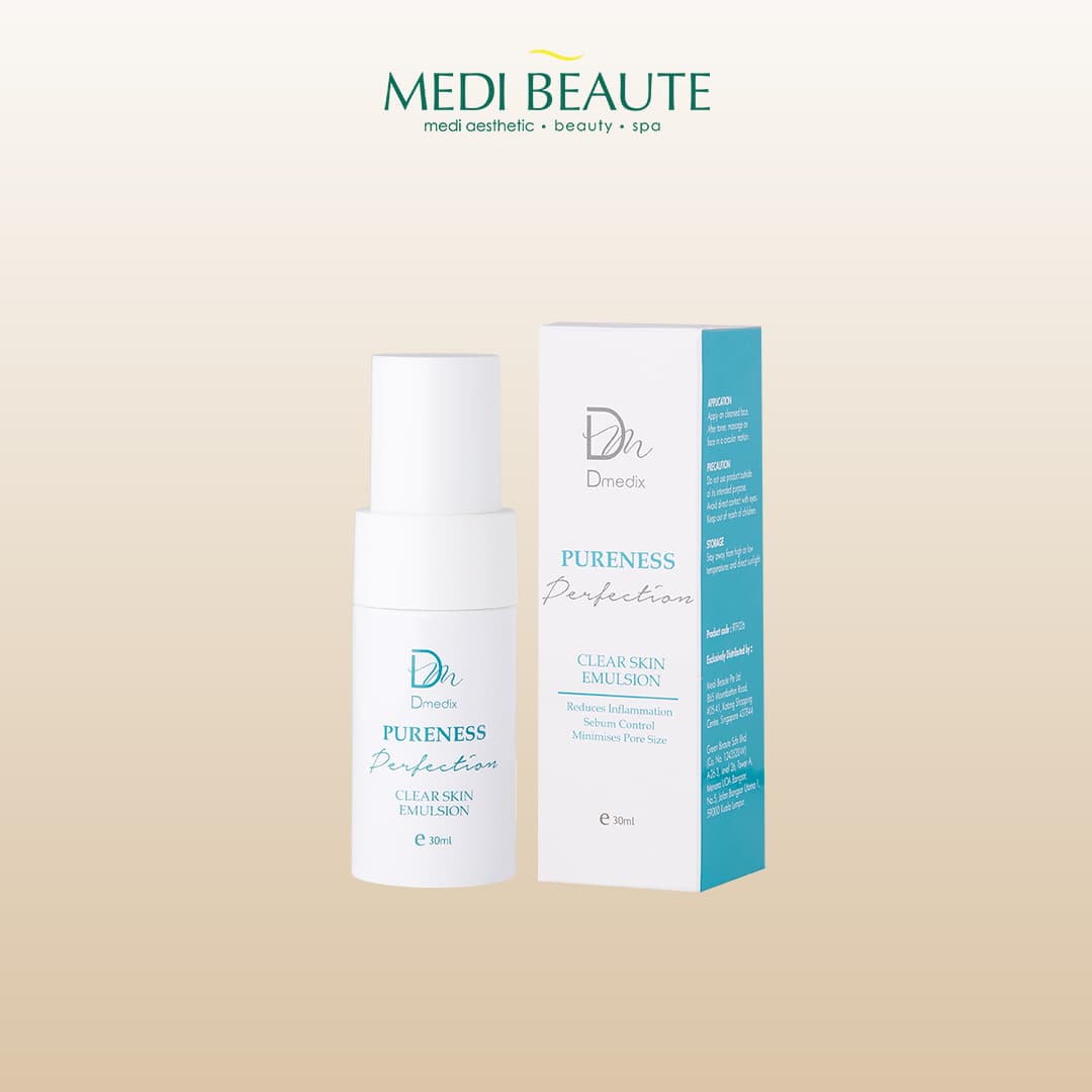 Pureness Perfection Clear Skin Emulsion, shown with its packaging